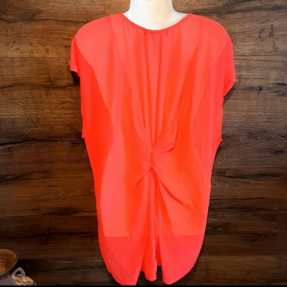 HeartSoul Plus Top Size 1X Chiffon Drop Hem Sheer - Picture 9 of 11